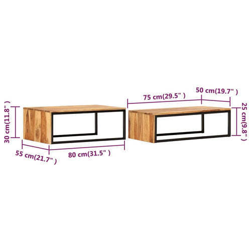 2 pcs Solid Sheesham Wood Nesting Tables H426215