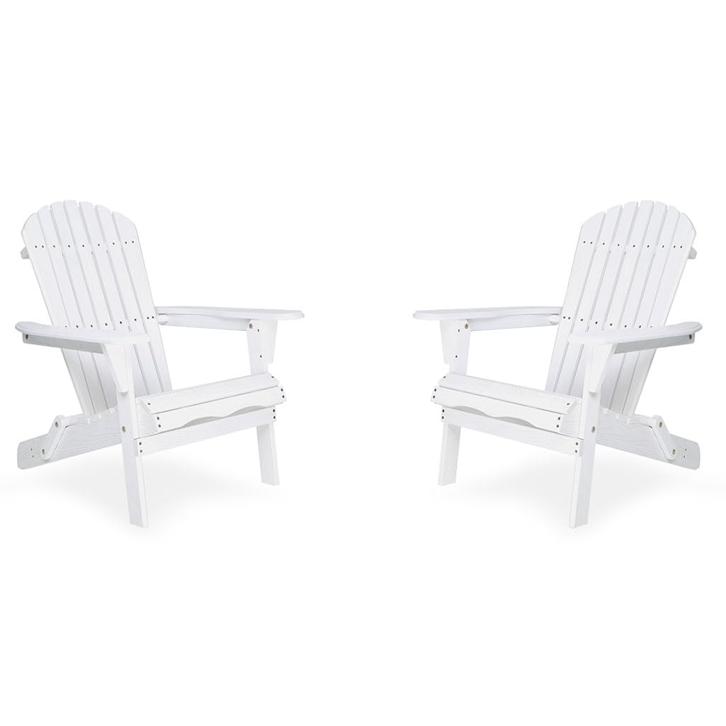 White Oversized Folding Adirondack Chair Set of 2 X842