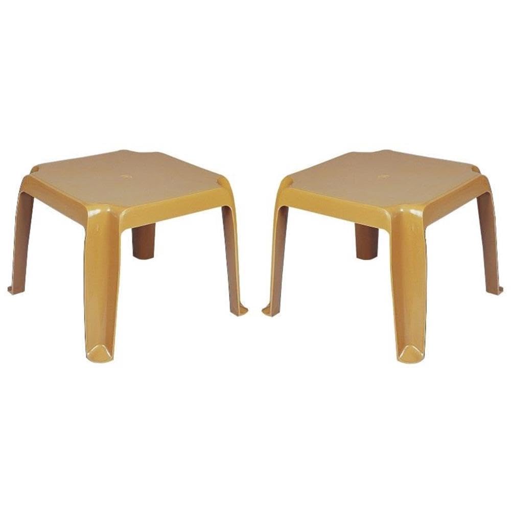 Teak Brown Patio End Table Set of 2 X694964