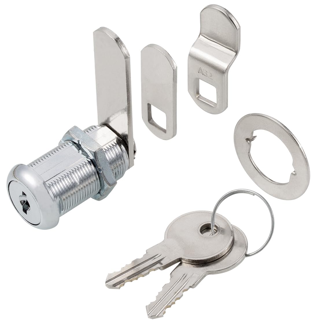 Keyed Alike 1-1/8” Cylinder Cam Locks Chrome Finish with 3 Cams and 2 Keys J949857