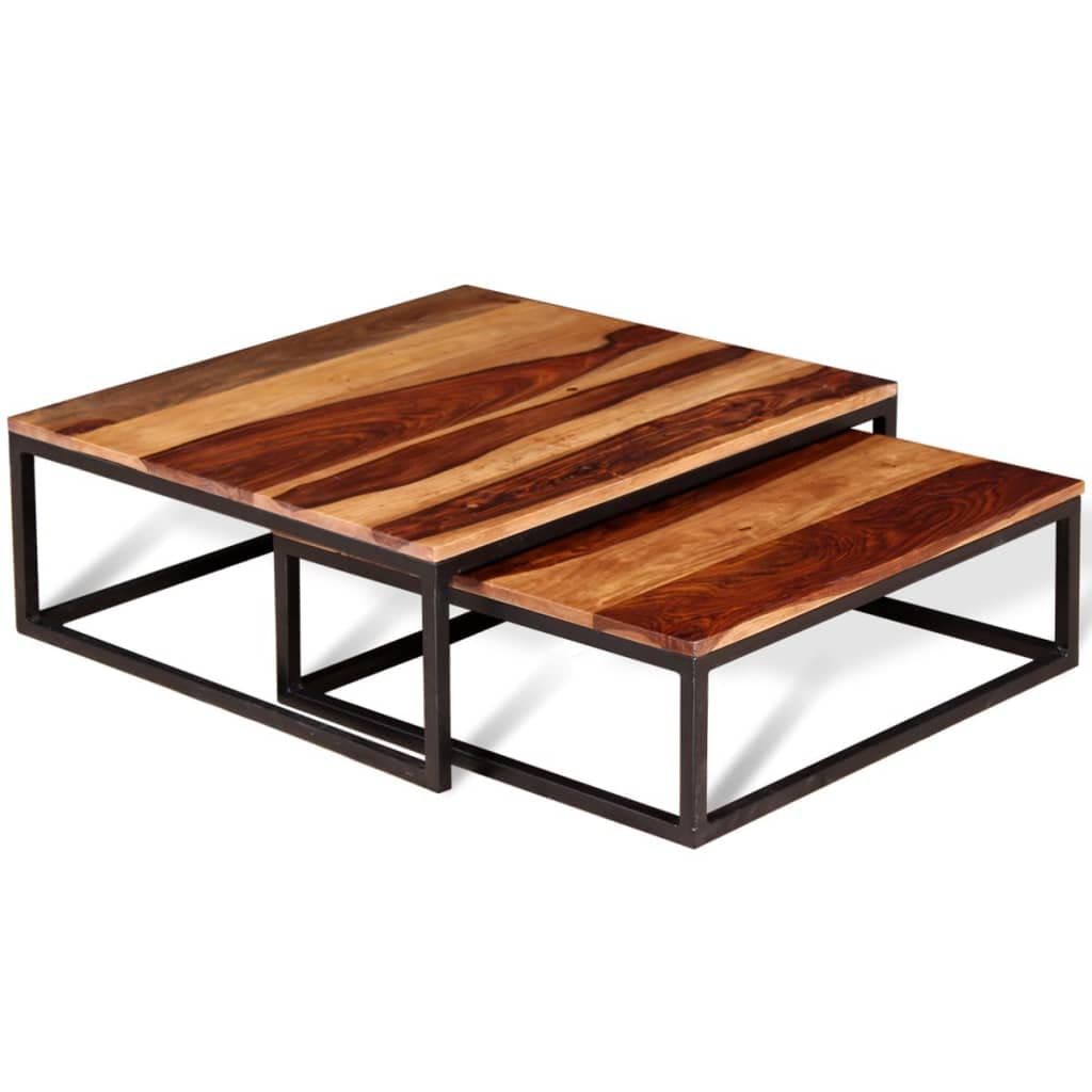 Set of 2 Solid Sheesham Wood Nesting Coffee Table L611