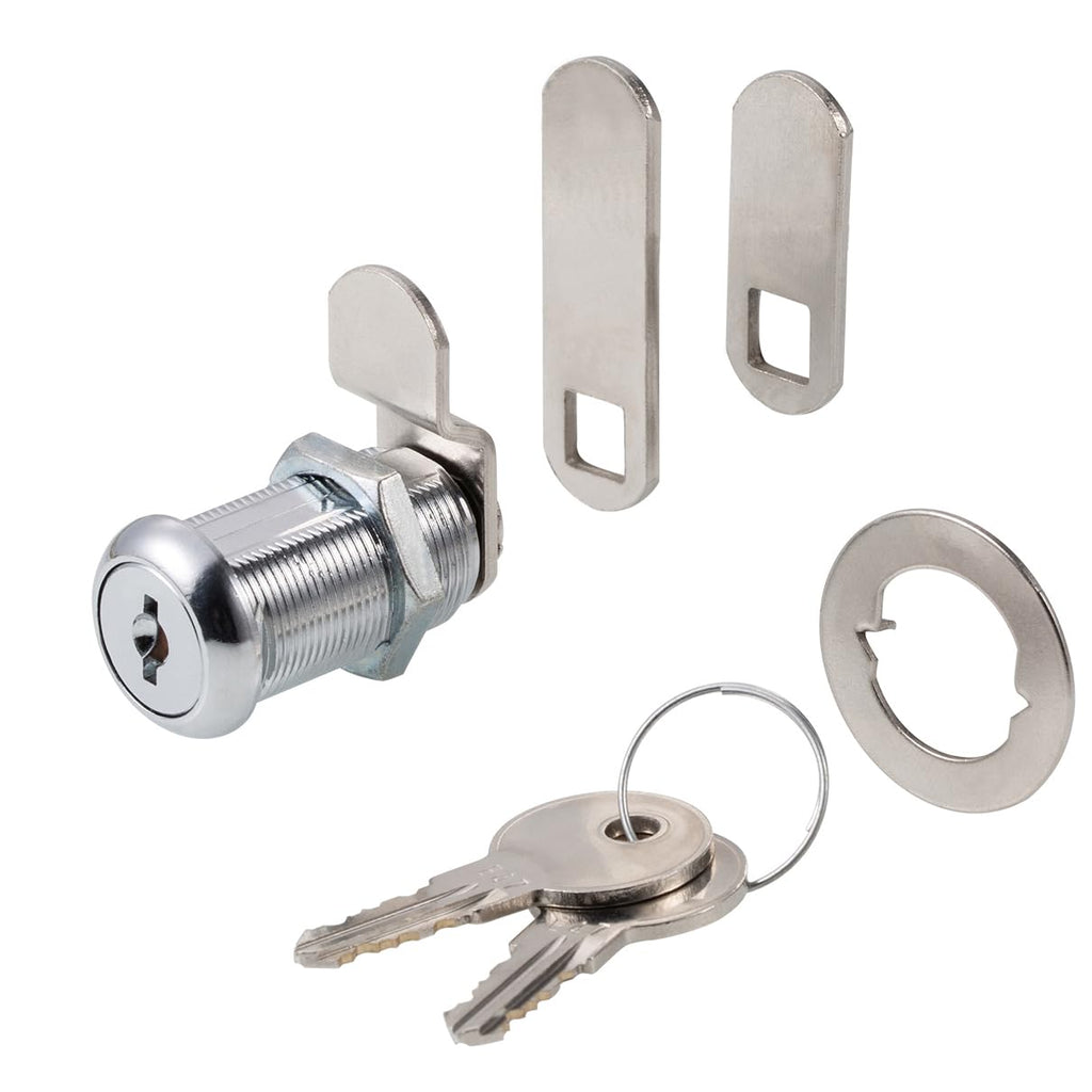 Keyed Alike 1-1/8” Cylinder Cam Locks Chrome Finish with 3 Cams and 2 Keys J949857