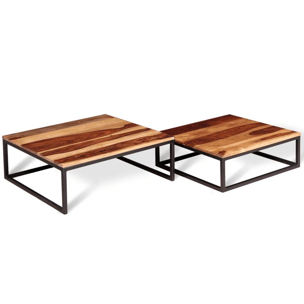 Set of 2 Solid Sheesham Wood Nesting Coffee Table L611