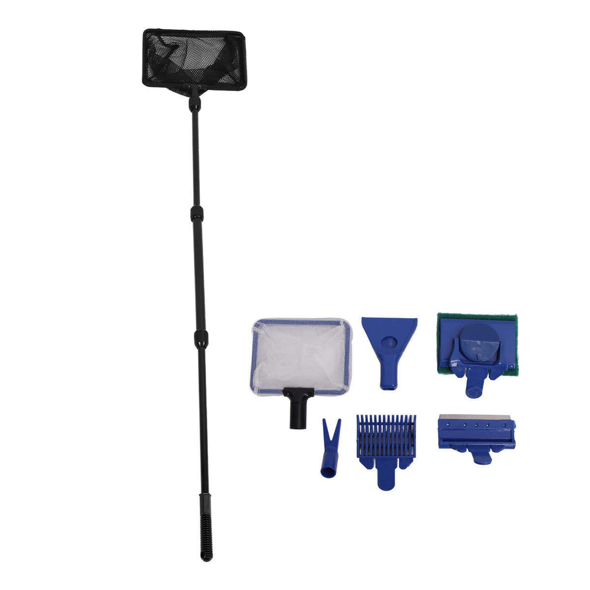 5 in 1 Aquarium Cleaning Kit with Scraper Gravel Rake Sponge Brush Fish Net A5099