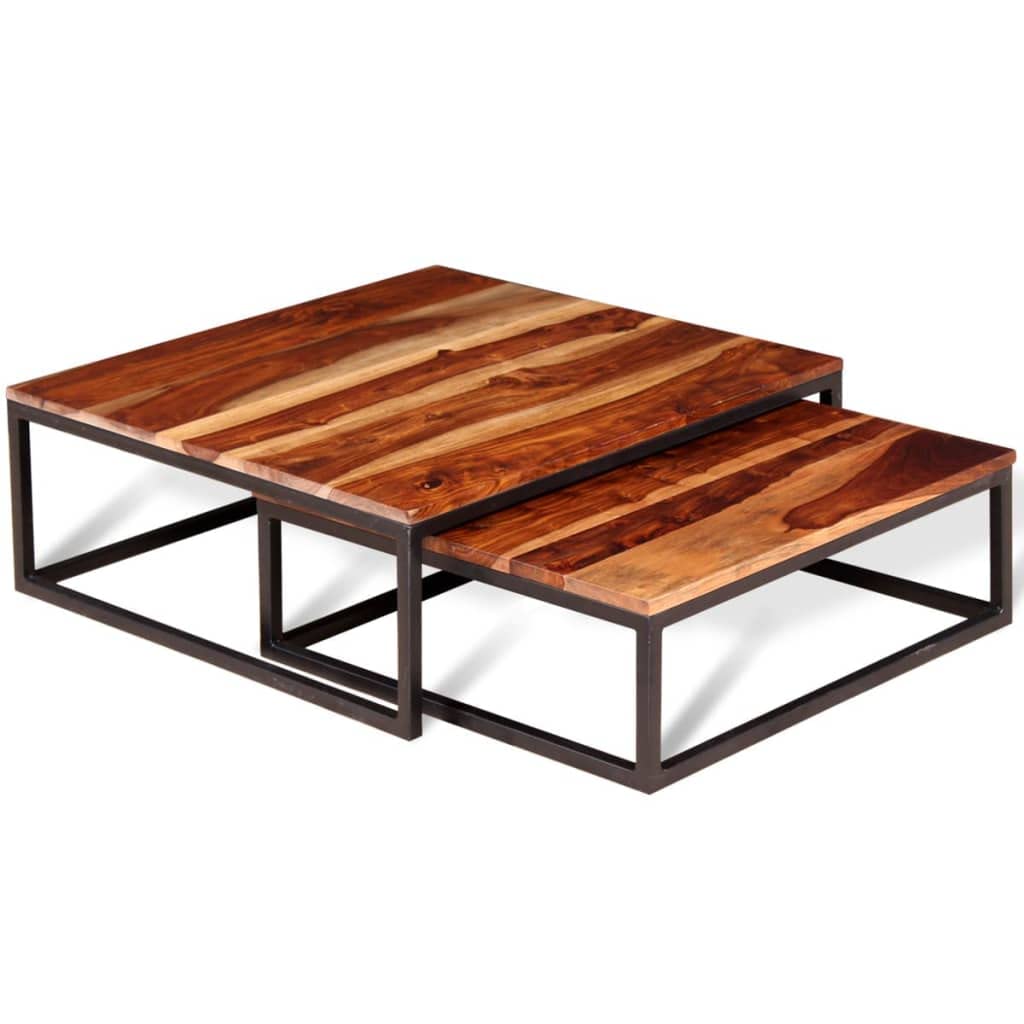 Set of 2 Solid Sheesham Wood Nesting Coffee Table L611
