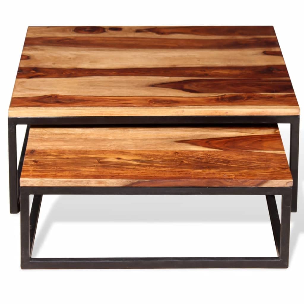 Set of 2 Solid Sheesham Wood Nesting Coffee Table L611