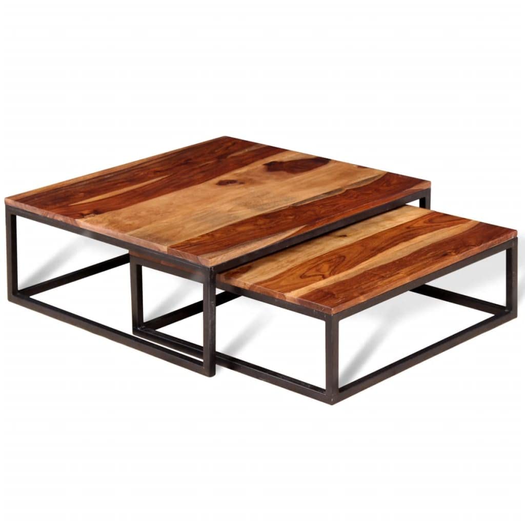 Set of 2 Solid Sheesham Wood Nesting Coffee Table L611