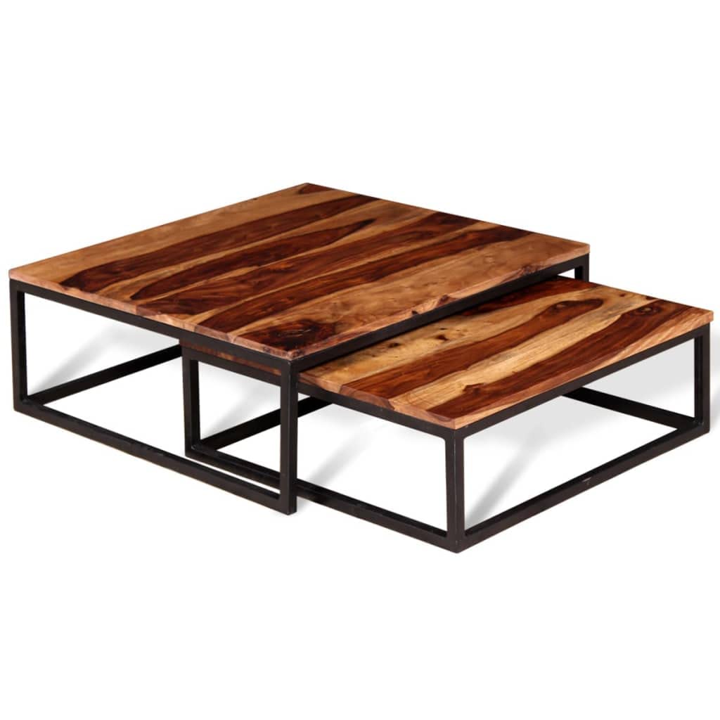 Set of 2 Solid Sheesham Wood Nesting Coffee Table L611