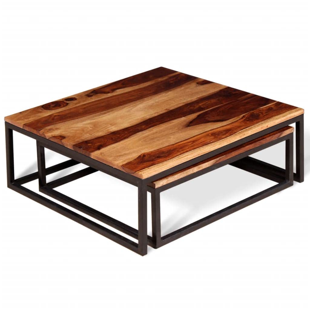 Set of 2 Solid Sheesham Wood Nesting Coffee Table L611