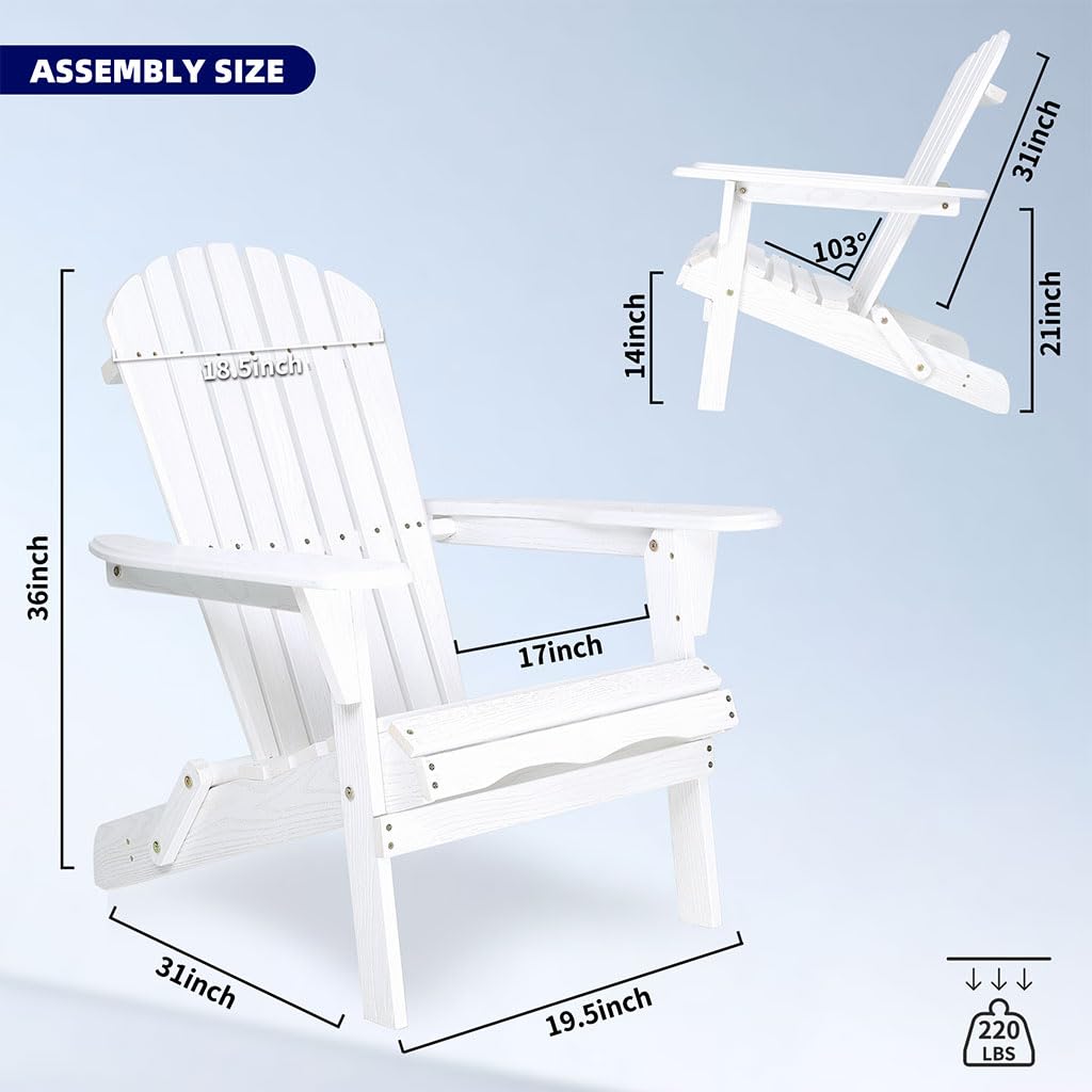 White Oversized Folding Adirondack Chair Set of 2 X842