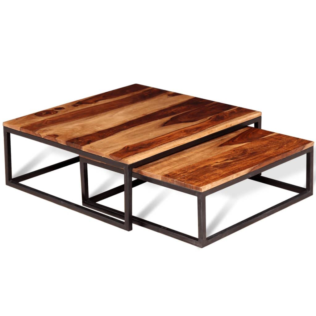 Set of 2 Solid Sheesham Wood Nesting Coffee Table L611