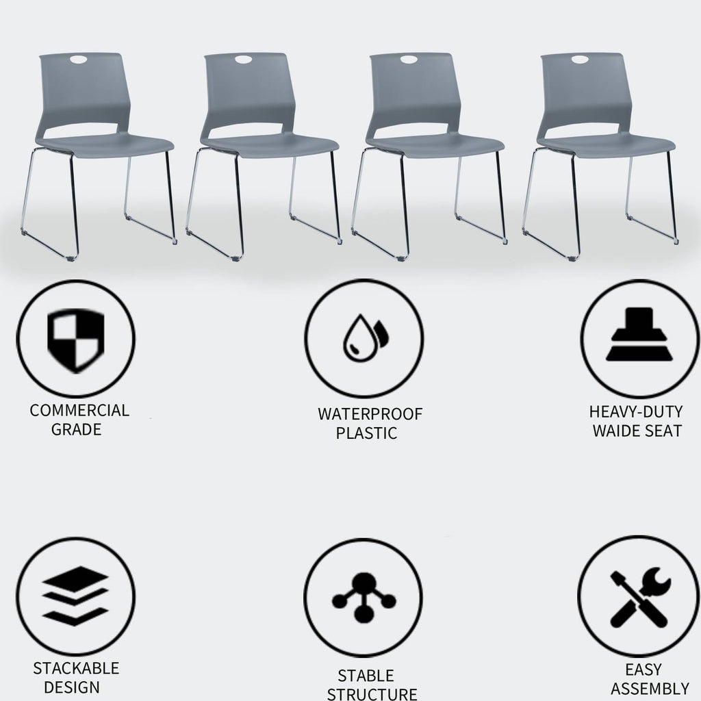 Grey Plastic Stack Chair 4-Pack E8719