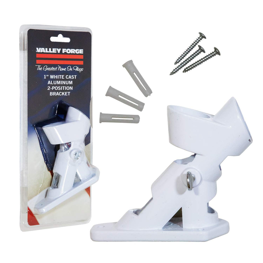Aluminum Flagpole Bracket White Powder Coated 2-Position Pole Holder M210053
