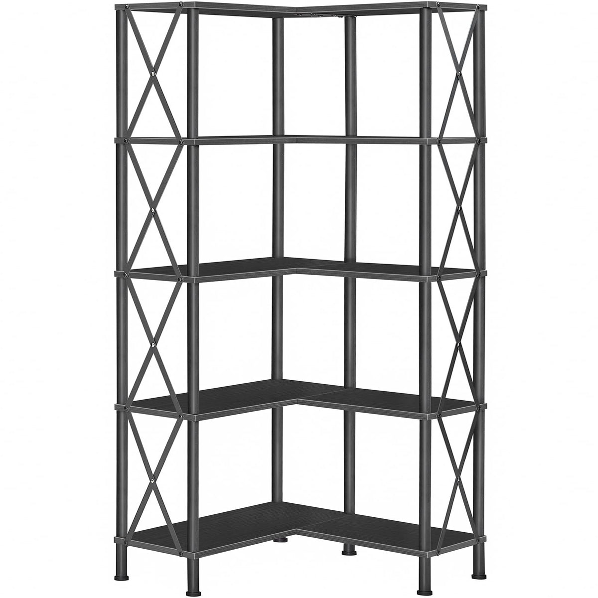 Black 5-Tier L-Shaped Corner Bookshelf E645887