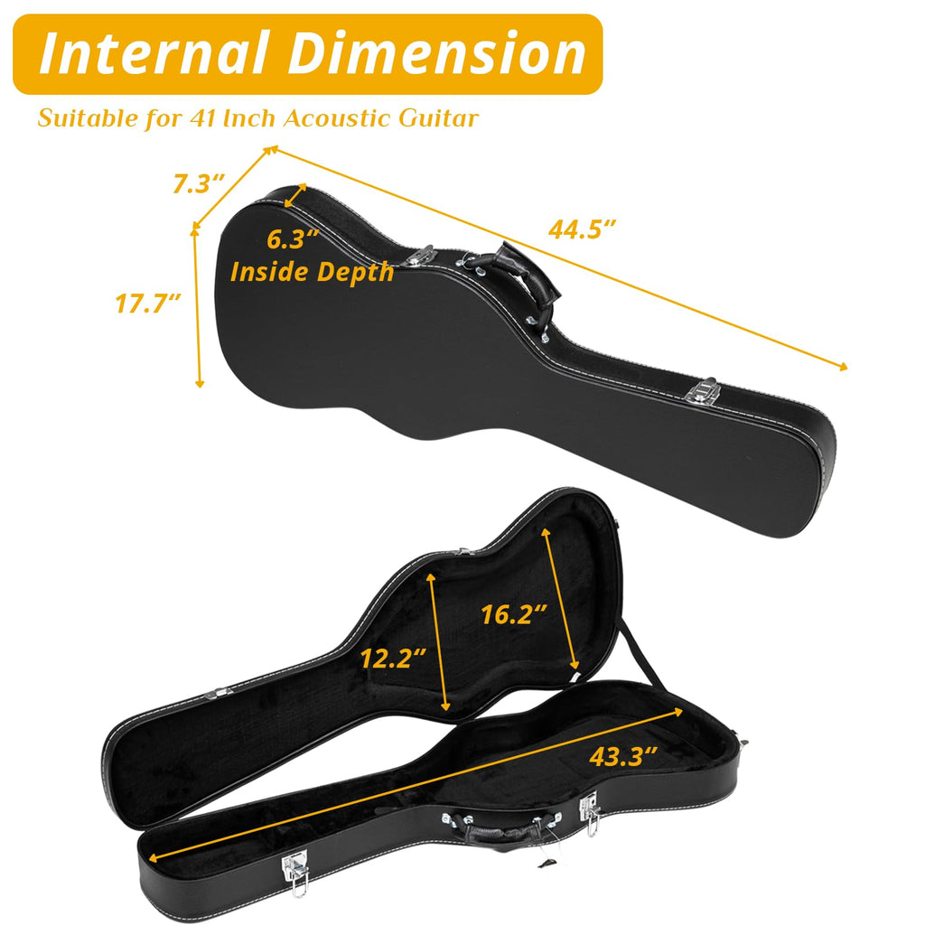 41 Inch Acoustic Guitar Hard Case with Lock Latch, Black O97440