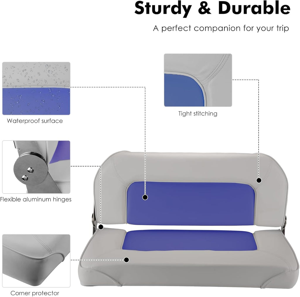 Folding Boat Seat Grey and Blue X39223