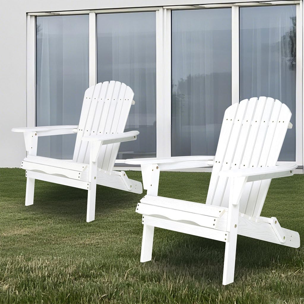 White Oversized Folding Adirondack Chair Set of 2 X842