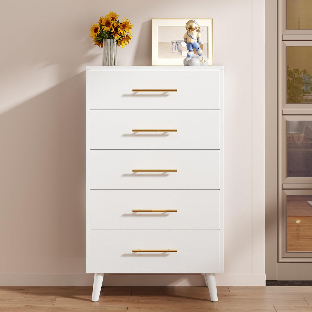 White 5 Drawer Dresser L955258