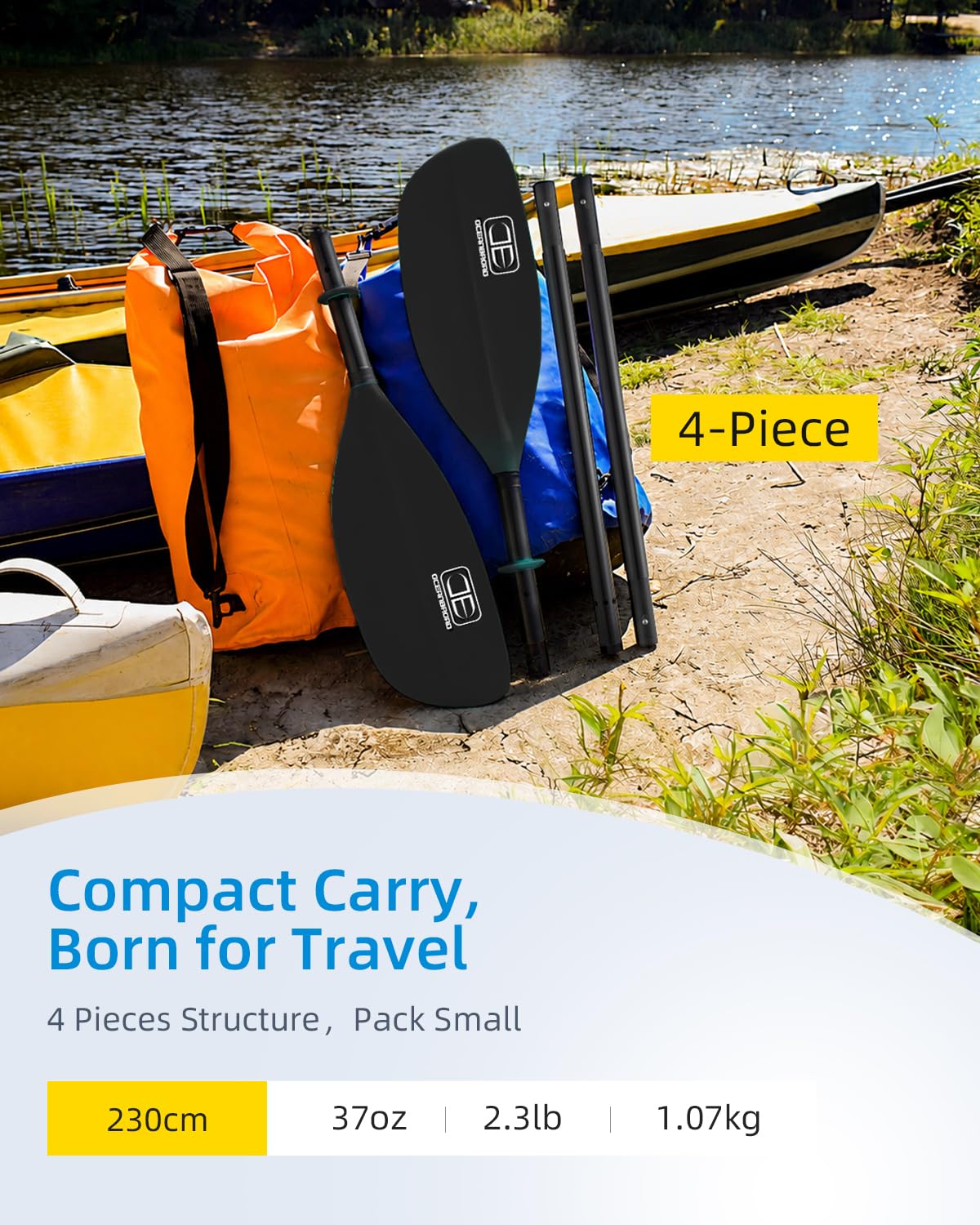 4 Pieces Carbon Fiber Kayak Paddle E4793