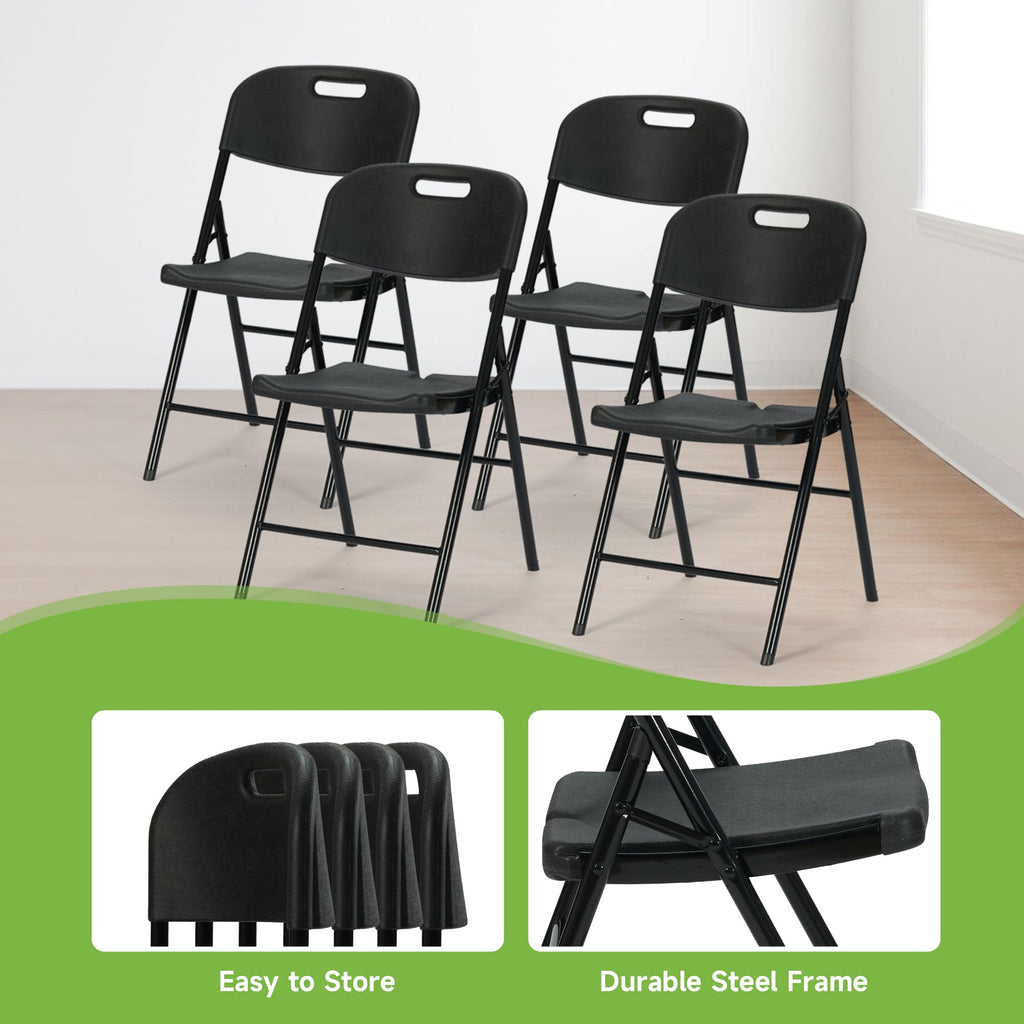 Black Plastic Folding Chair Set of 10 L1220