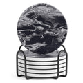 Black Marble Style Ceramic Coasters Set of 6 with Holder C429