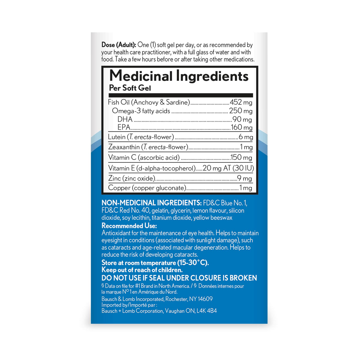 Eye Vitamin & Mineral Supplement with Omega-3, Zinc, Lutein & Zeaxanthin, 50 Softgels Y703