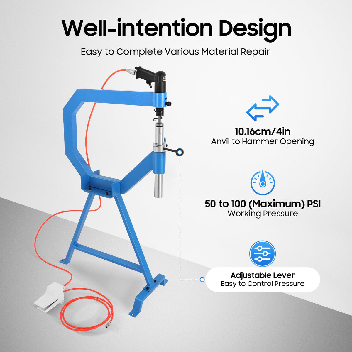 Pneumatic Planishing Hammer with 1"/2"/3" Anvil Dies V20363