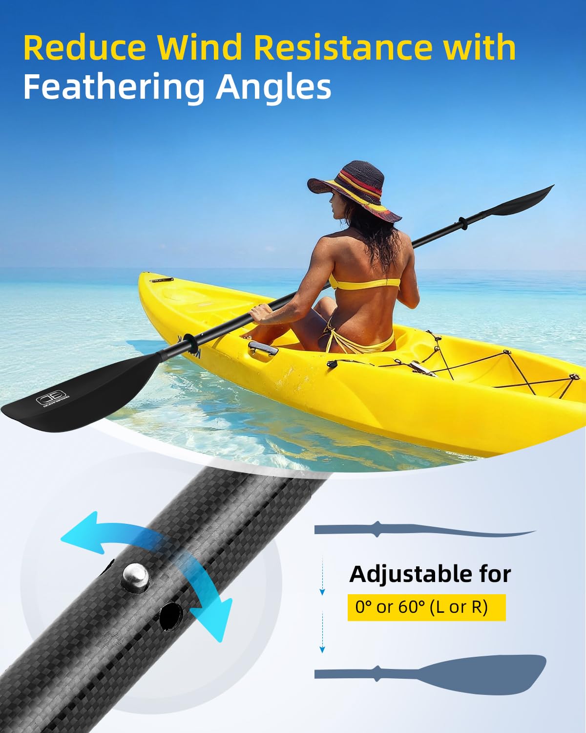 4 Pieces Carbon Fiber Kayak Paddle E4793
