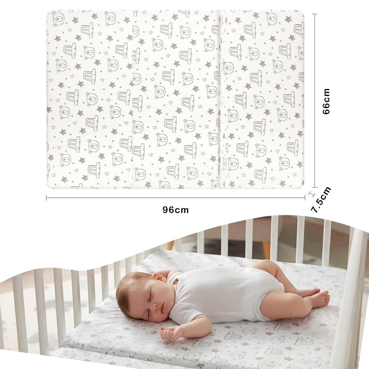 Trifold Pack and Play Mattress 38'' x 26'' x 3'' Memory Foam with Carry Bag F8728