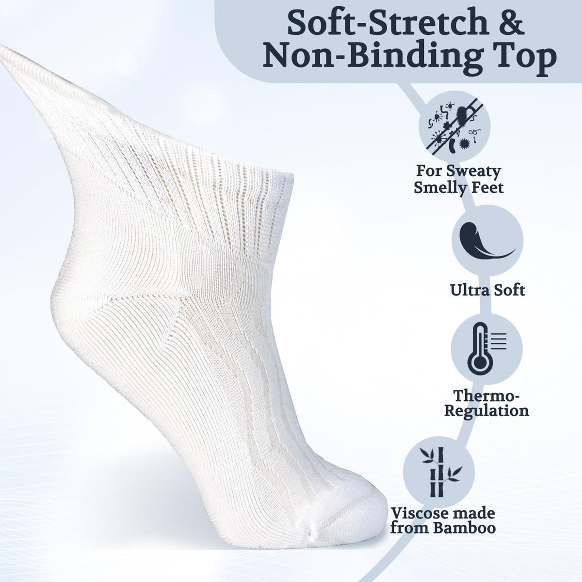 Bamboo Viscose Ankle Diabetic Socks 6 Pairs D8320