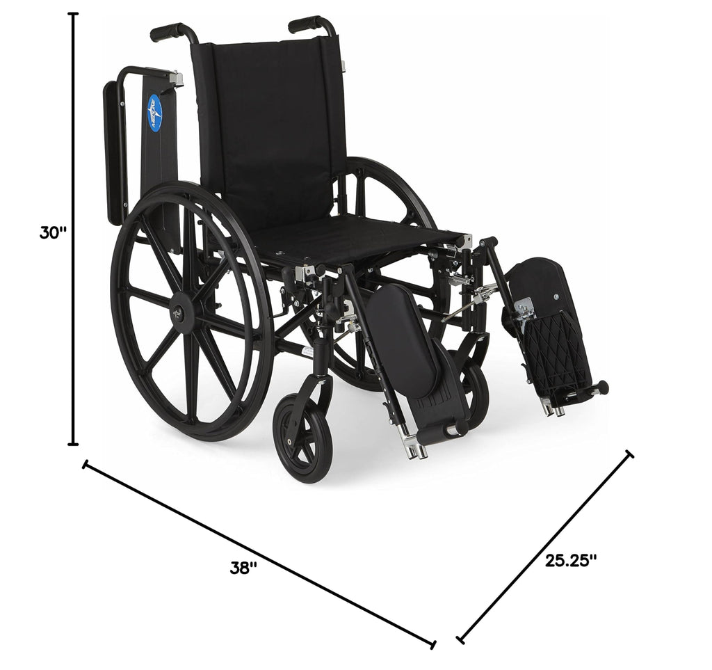 Lightweight Wheelchair with Swing-Back Desk-Length Arms and Elevating Leg Rests A482