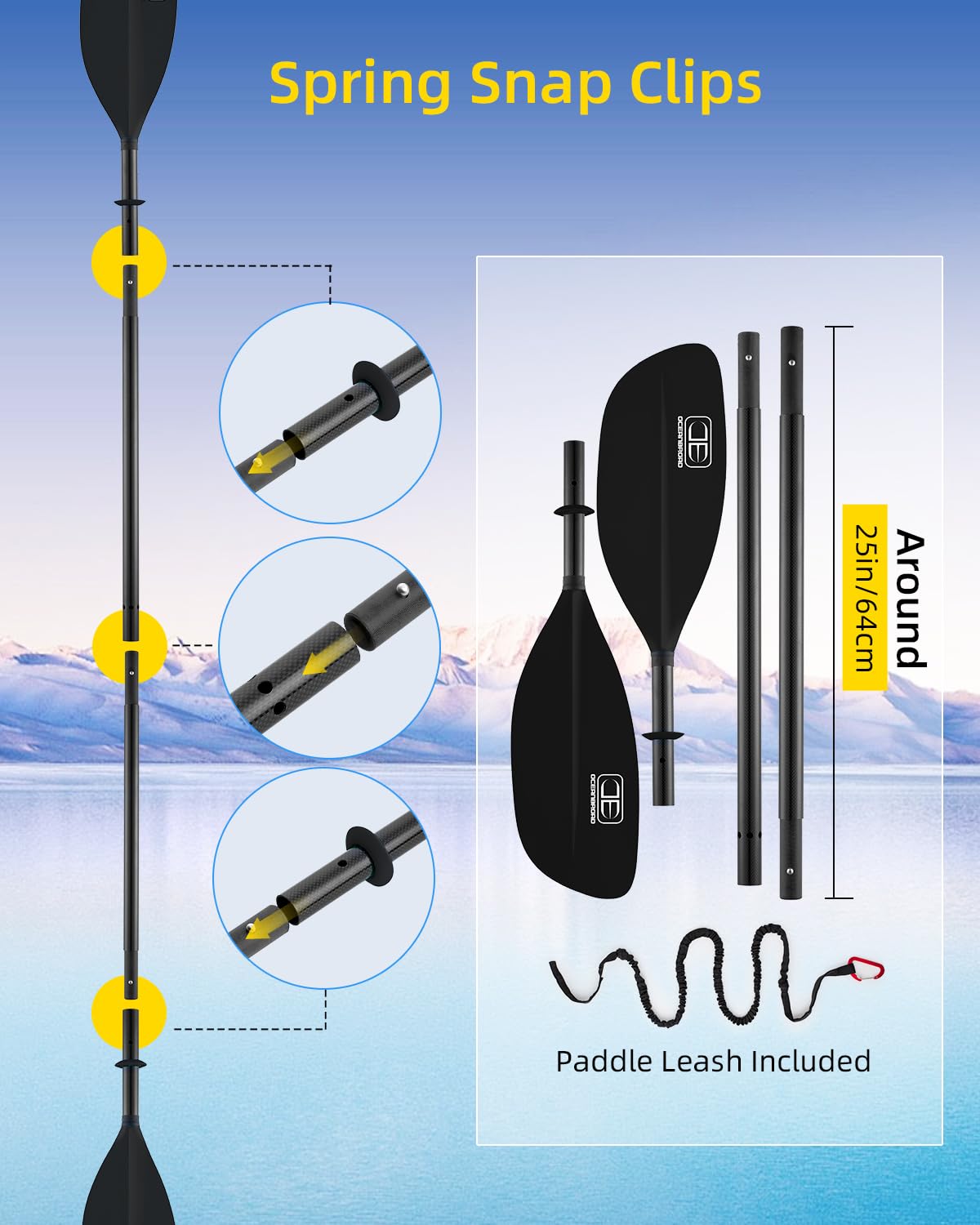 4 Pieces Carbon Fiber Kayak Paddle E4793