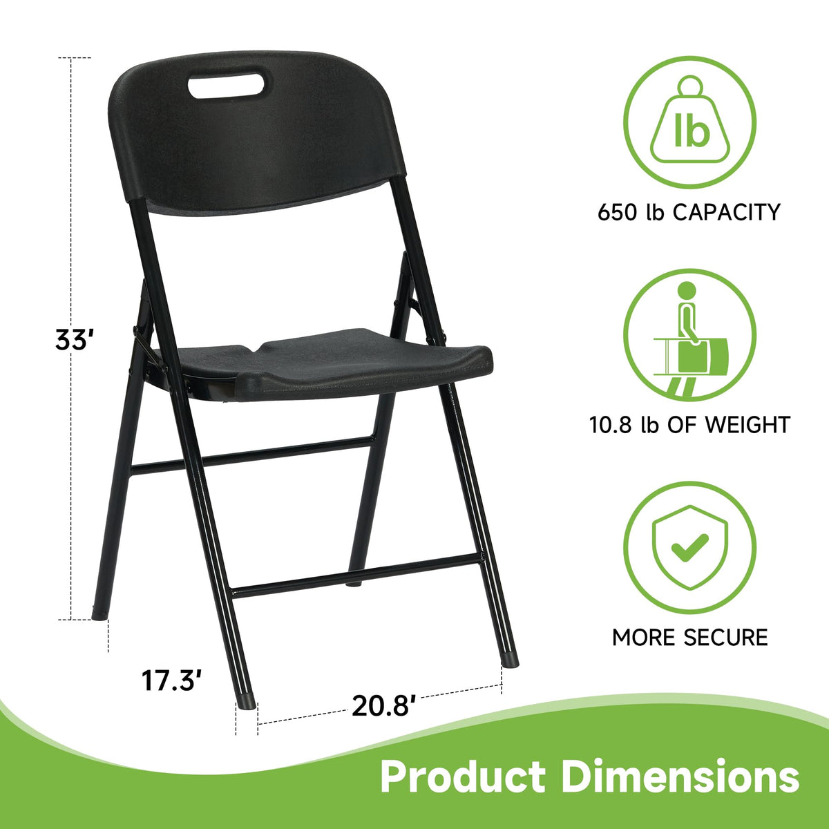 Black Plastic Folding Chair Set of 10 L1220