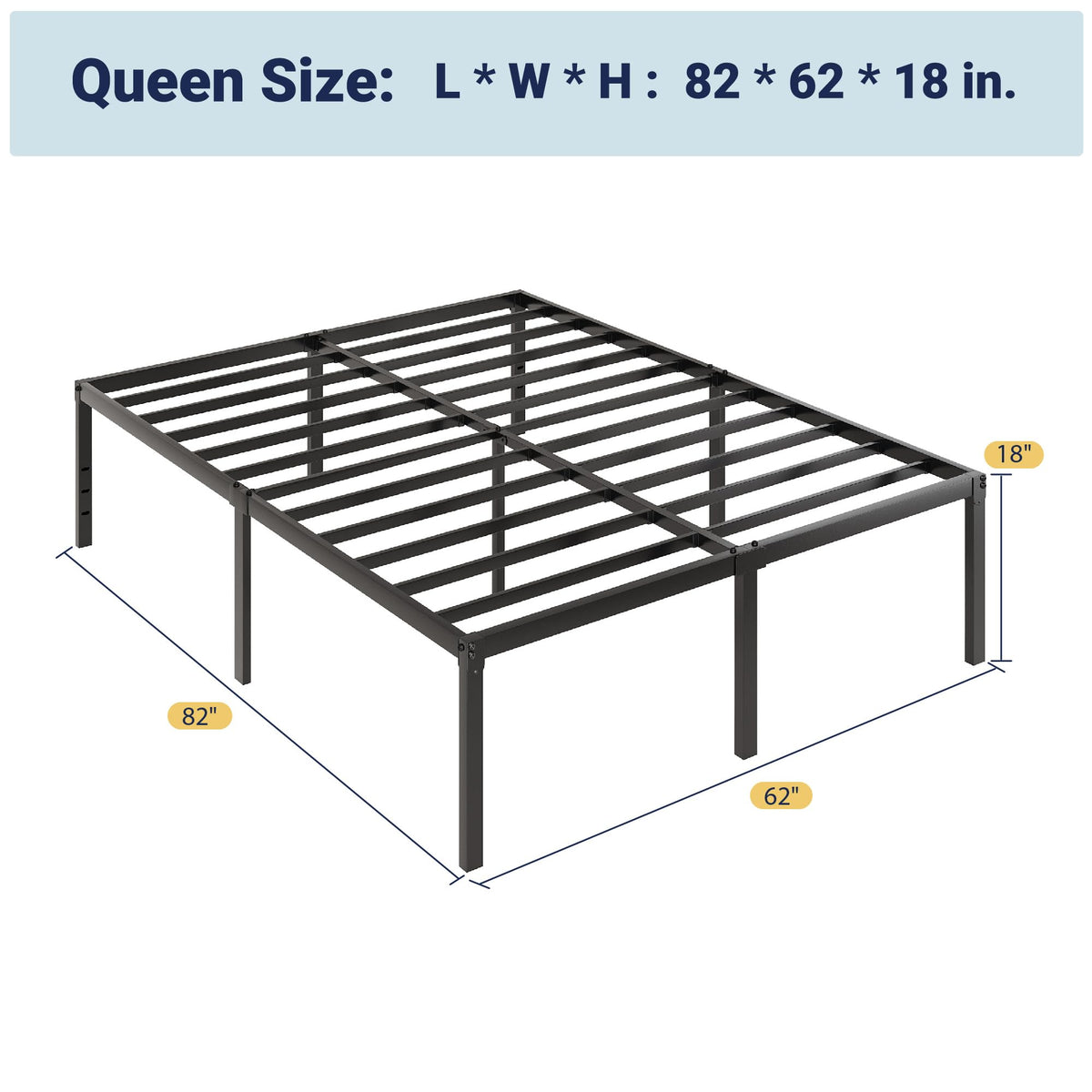 Queen 18 Inch Metal Bed Frame with Storage I1417