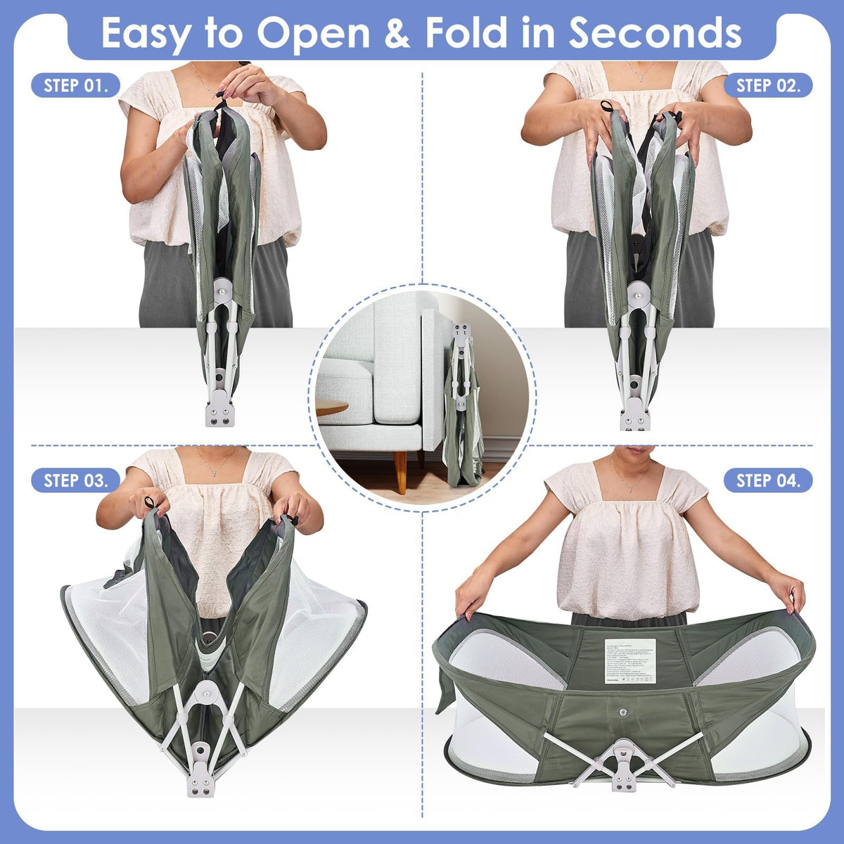 Portable Baby Bassinet with Mosquito Net & Sunshade M15787