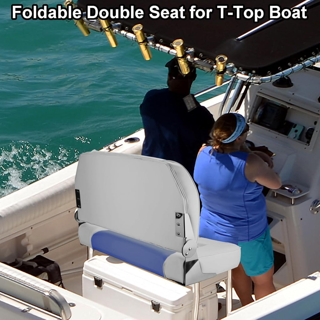 Folding Boat Seat Grey and Blue X39223