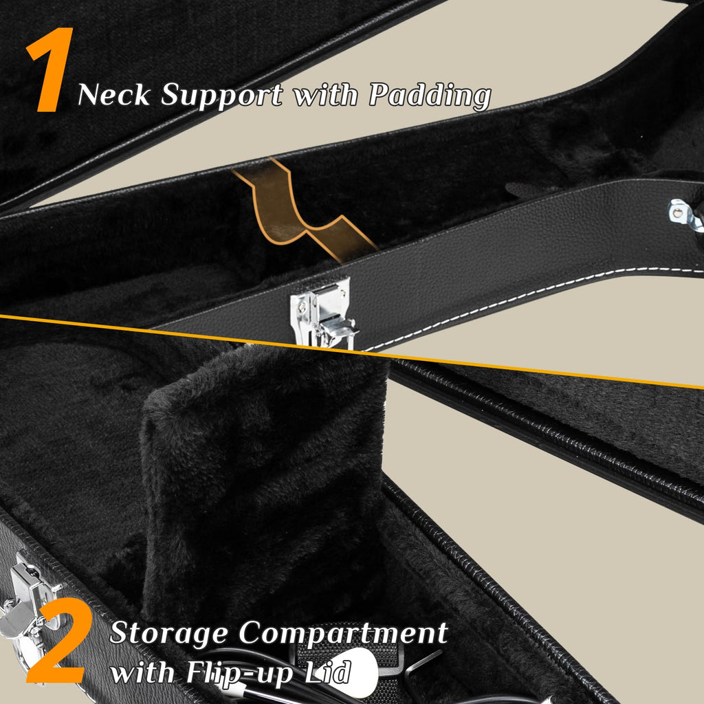 41 Inch Acoustic Guitar Hard Case with Lock Latch, Black O97440