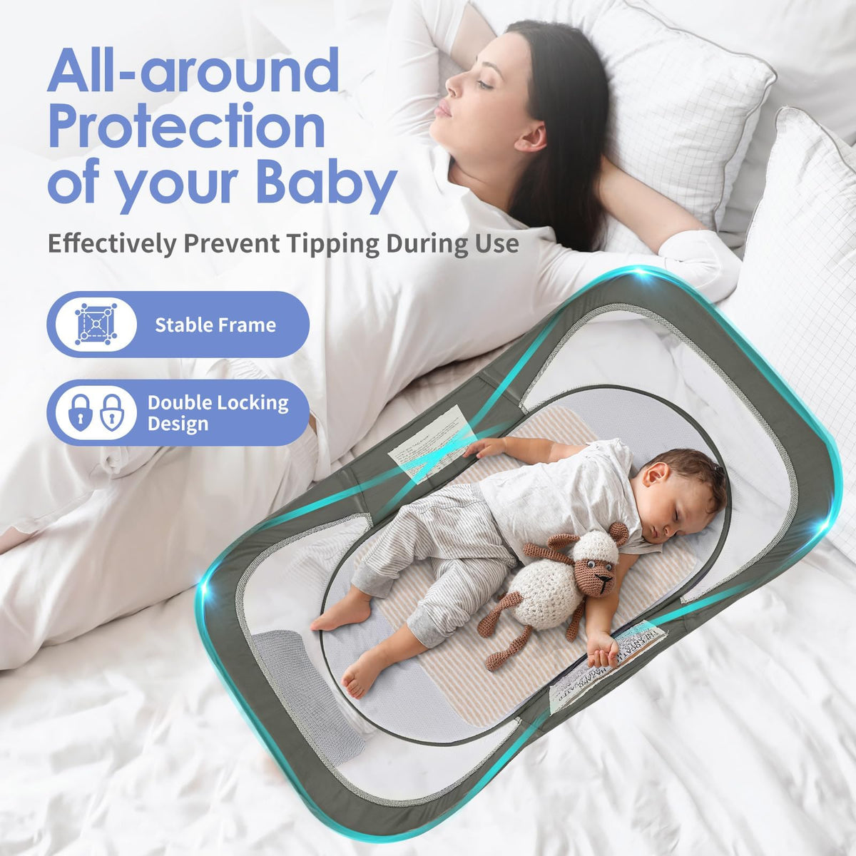 Portable Baby Bassinet with Mosquito Net & Sunshade M15787