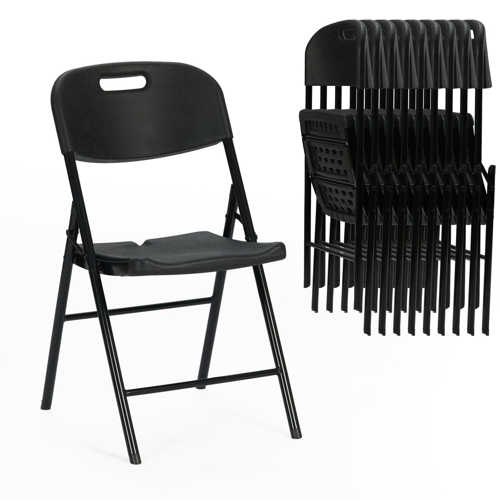 Black Plastic Folding Chair Set of 10 L1220