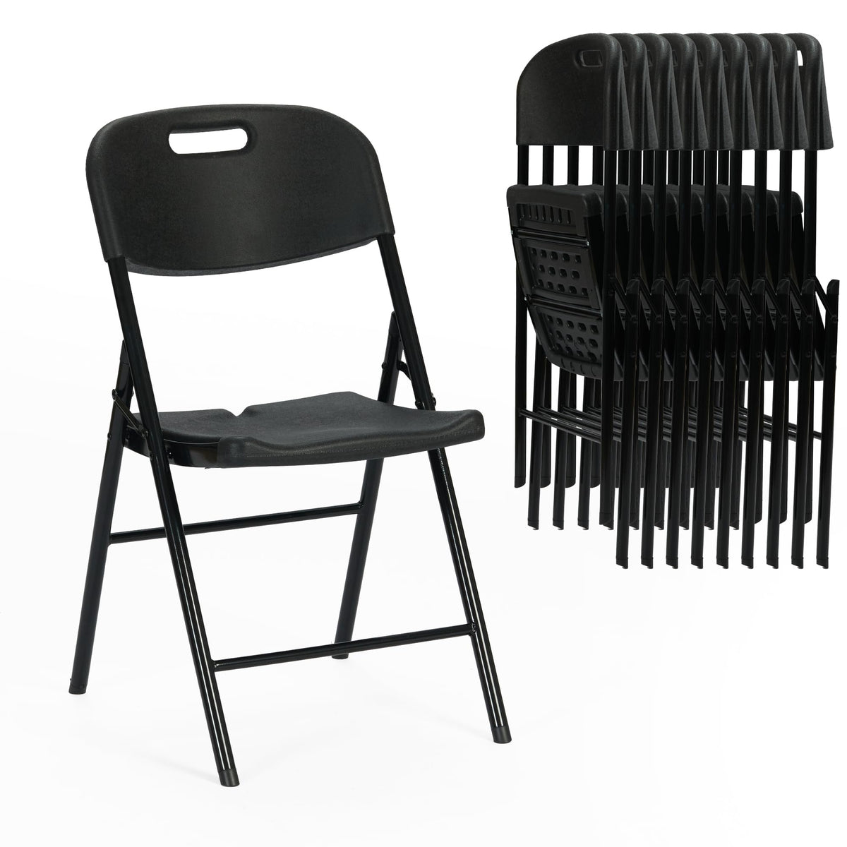 Black Plastic Folding Chair Set of 10 L1220