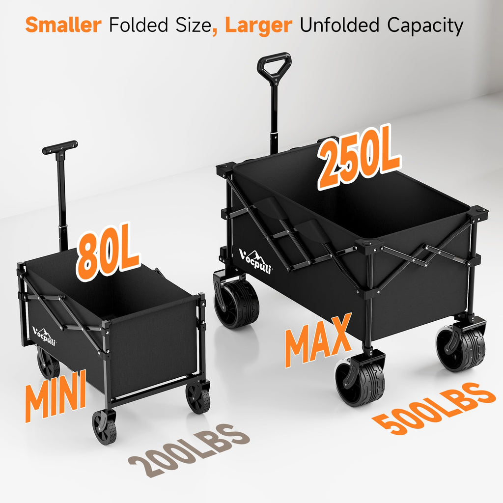 40" Black Collapsible Wagon Cart 500lbs 250L B308