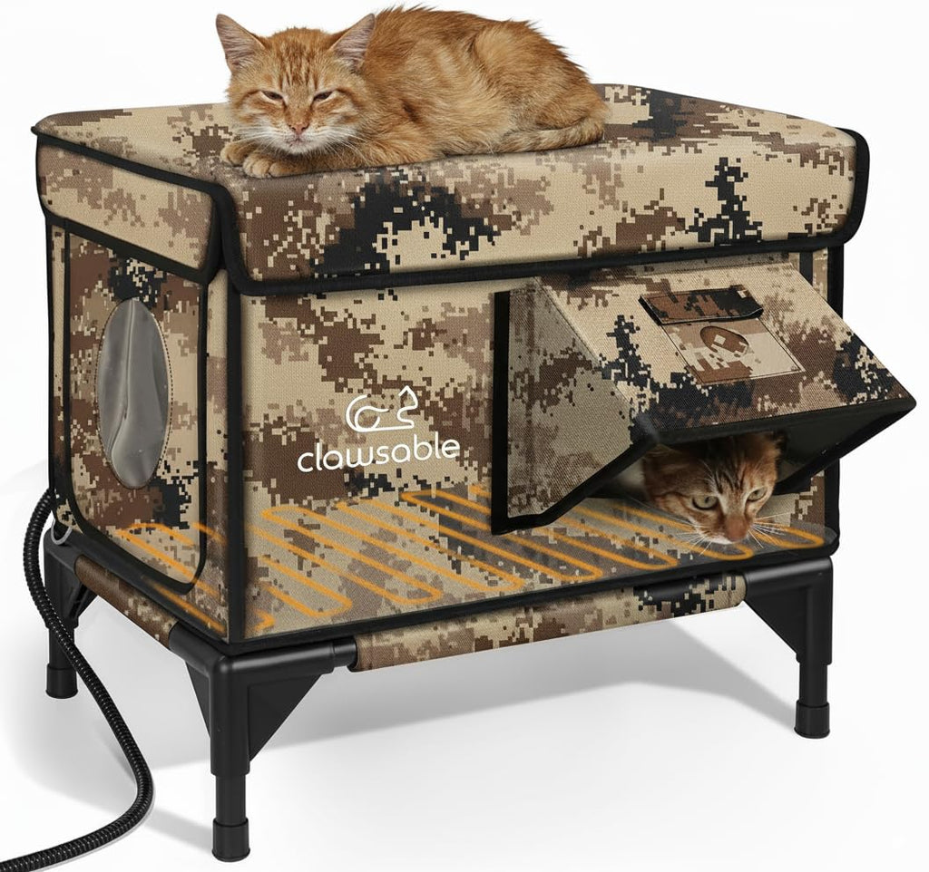 Heated Insulated Outdoor Cat Shelter with Escape Door E572