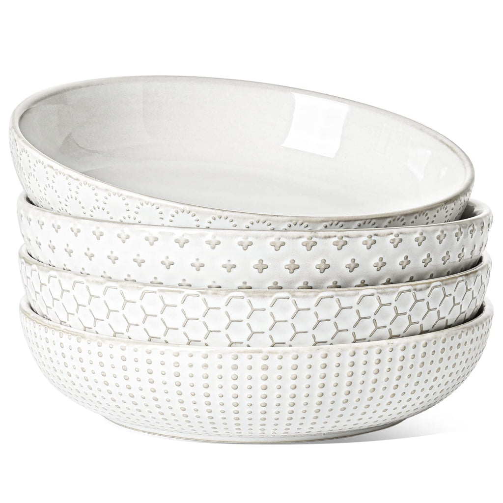 36 oz Ceramic Pasta Bowl Set of 4, Arctic White Q684