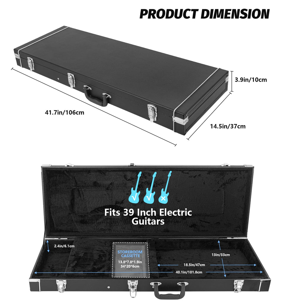 39-Inch Electric Guitar Hard Shell Case with Lock Latch W10857