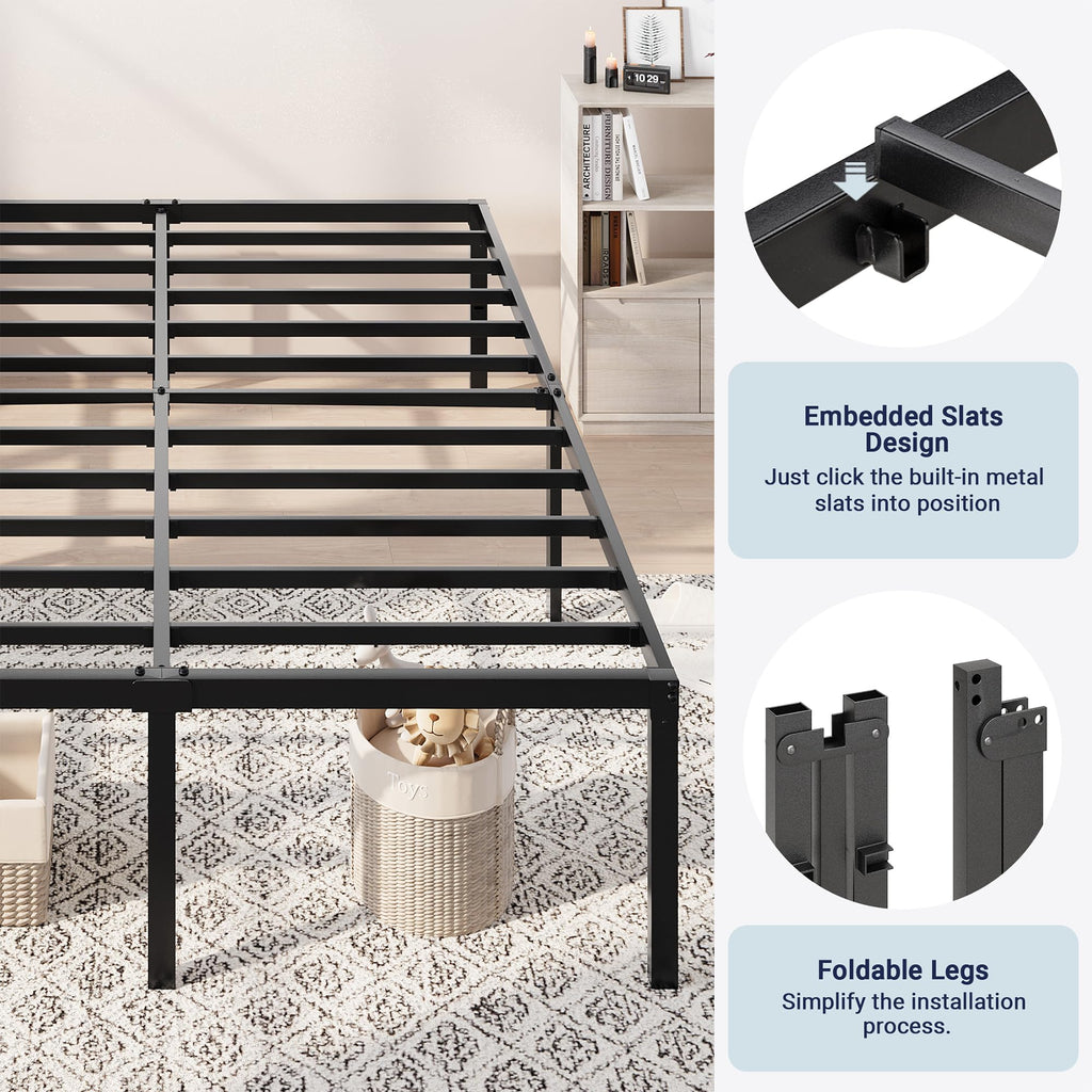 Queen 18 Inch Metal Bed Frame with Storage I1417