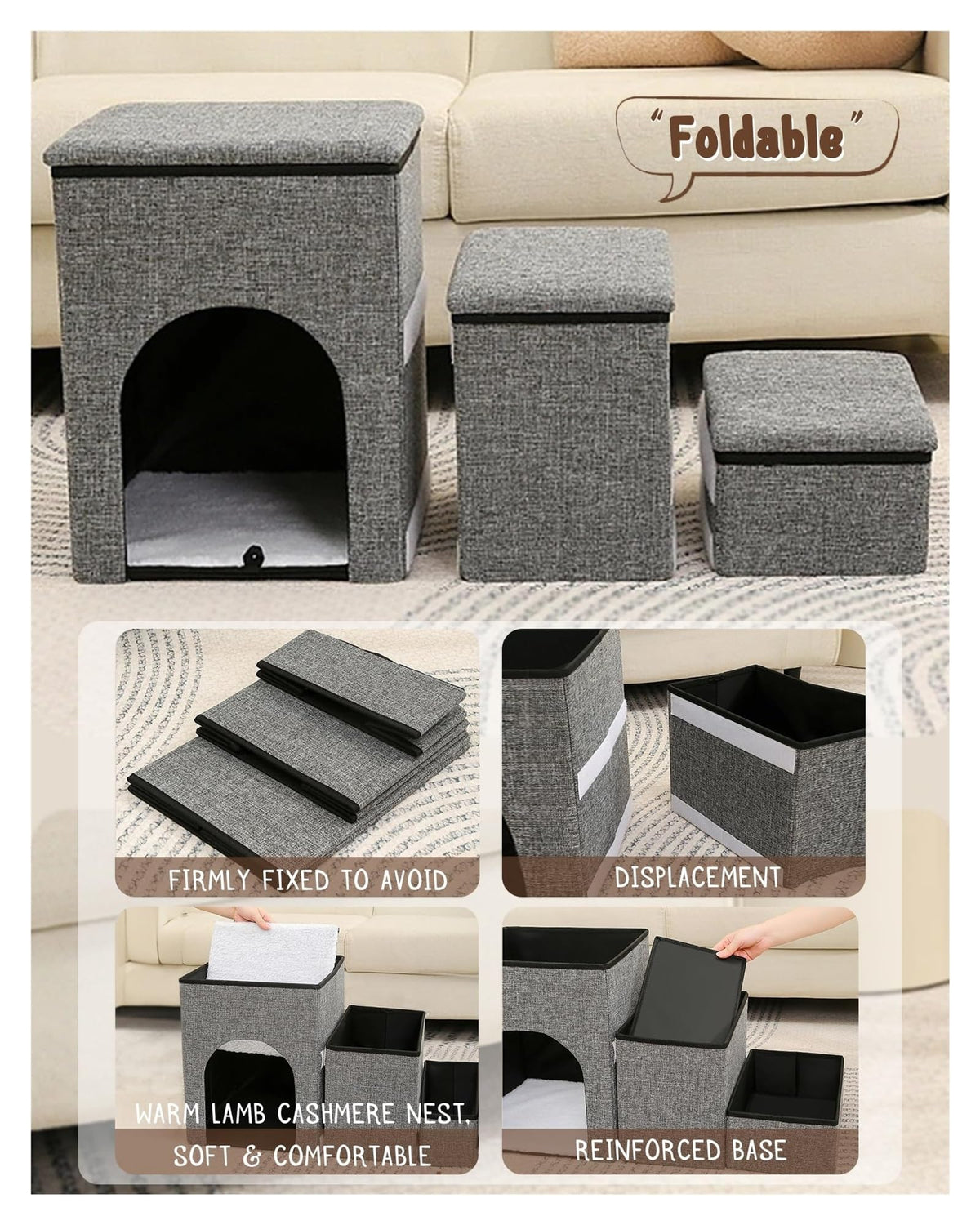 Folding Pet Stairs with Storage Box R241
