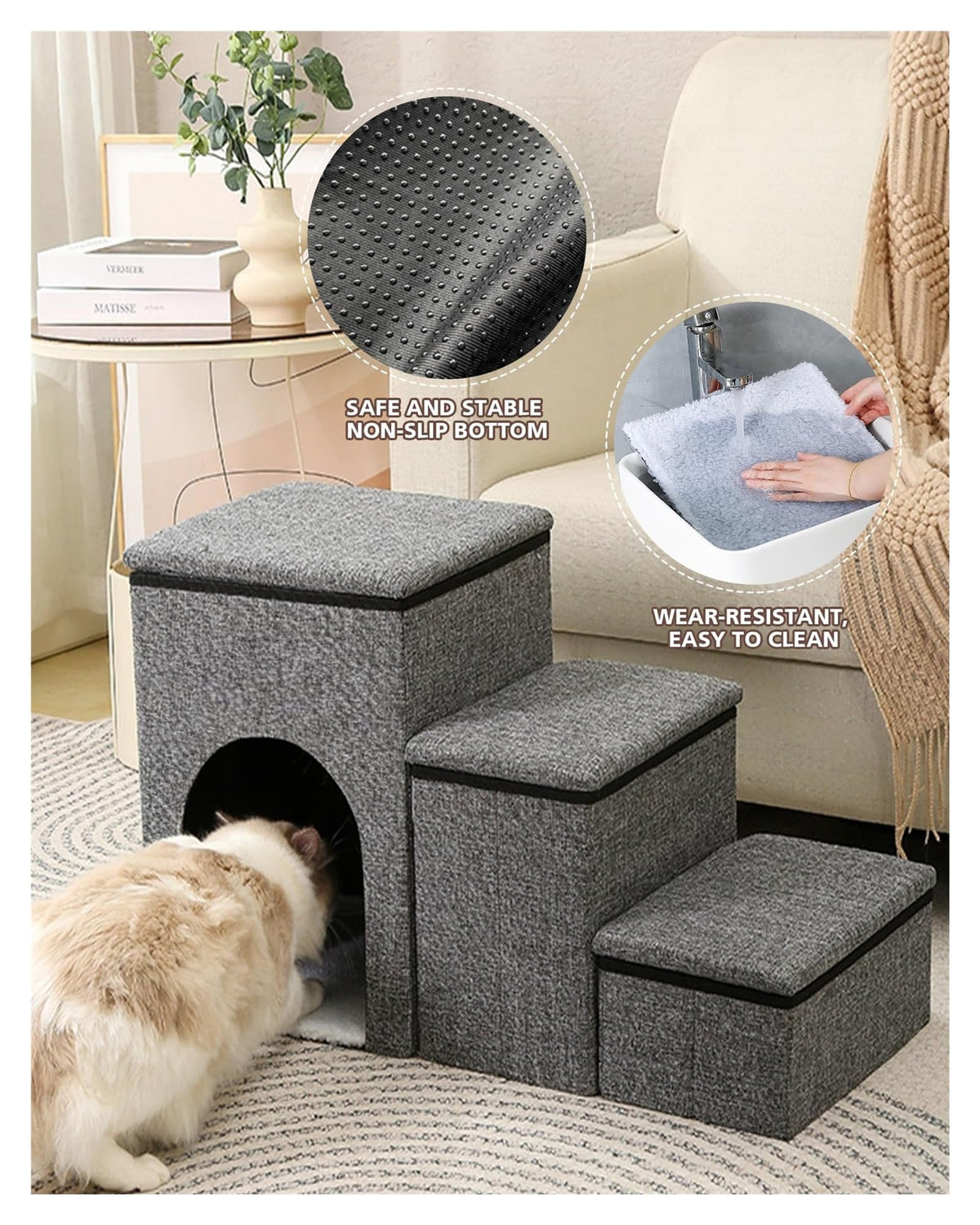 Folding Pet Stairs with Storage Box R241