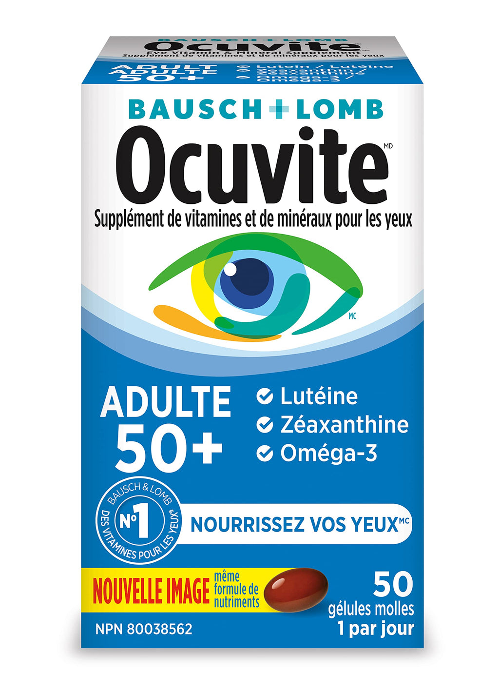 Eye Vitamin & Mineral Supplement with Omega-3, Zinc, Lutein & Zeaxanthin, 50 Softgels Y703