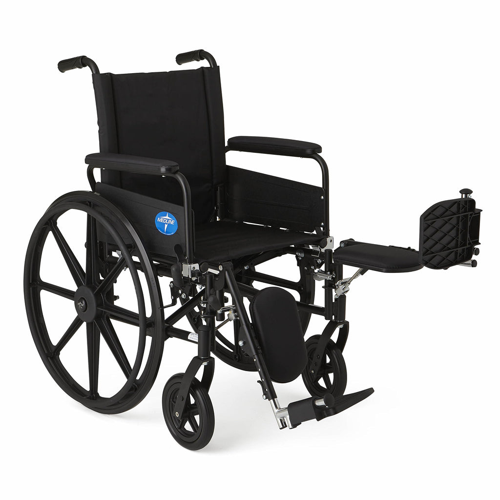 Lightweight Wheelchair with Swing-Back Desk-Length Arms and Elevating Leg Rests A482