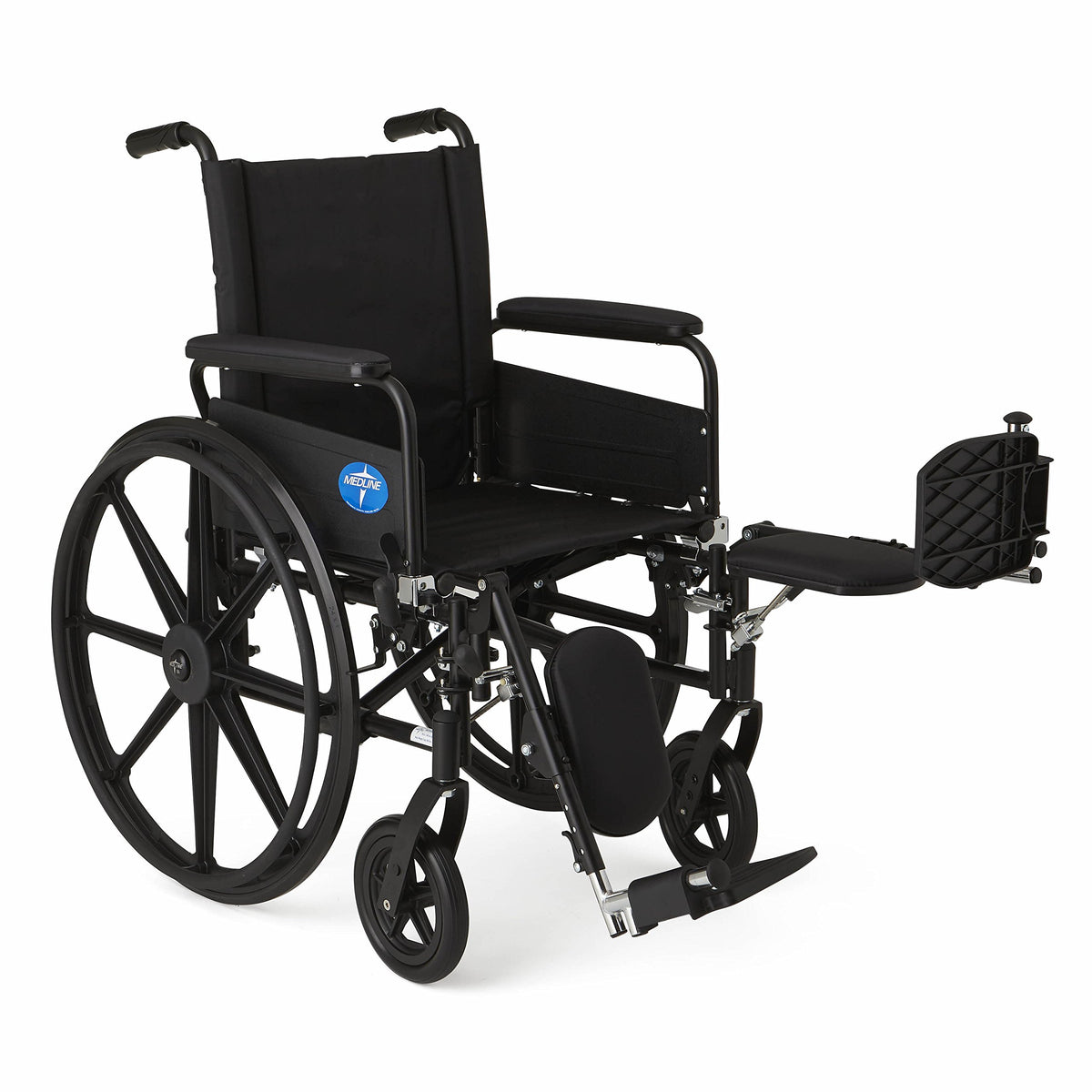 Lightweight Wheelchair with Swing-Back Desk-Length Arms and Elevating Leg Rests A482